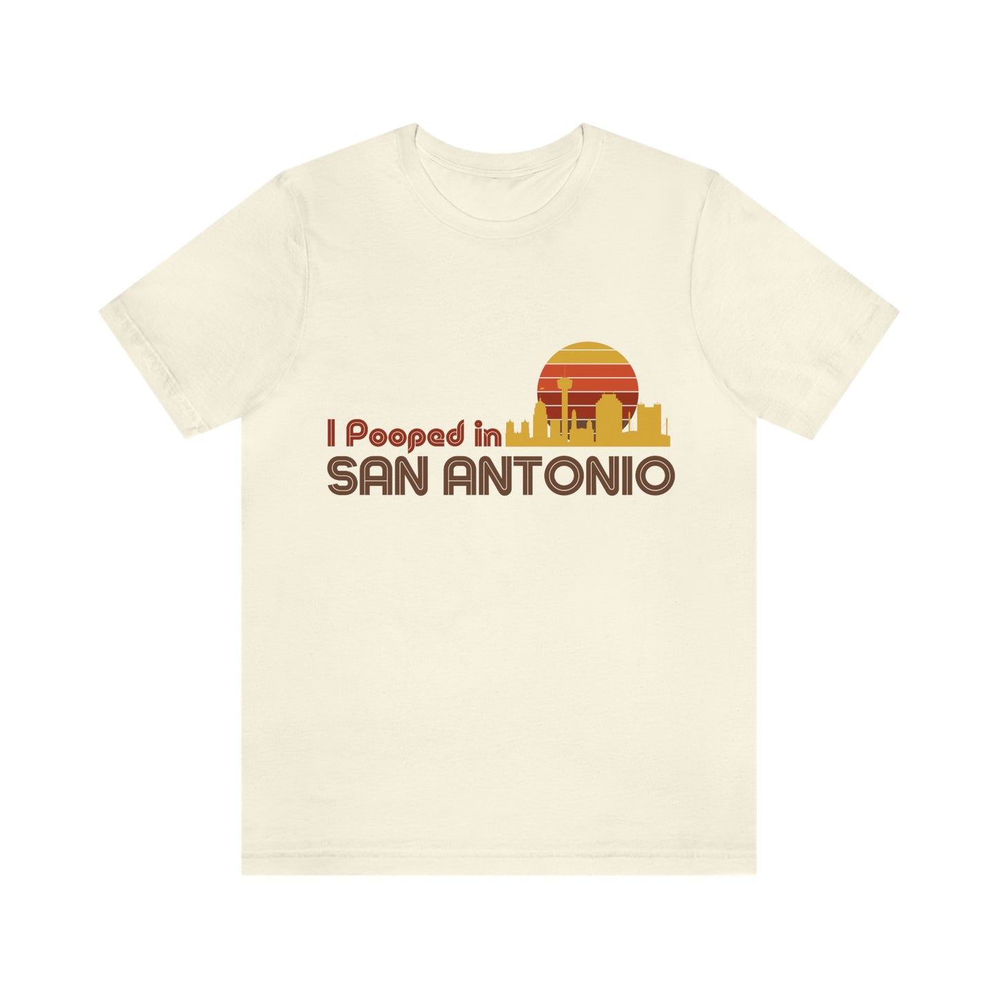 I Pooped In - SAN ANTONIO (Dark Retro Sun) Unisex Jersey Short Sleeve Tee