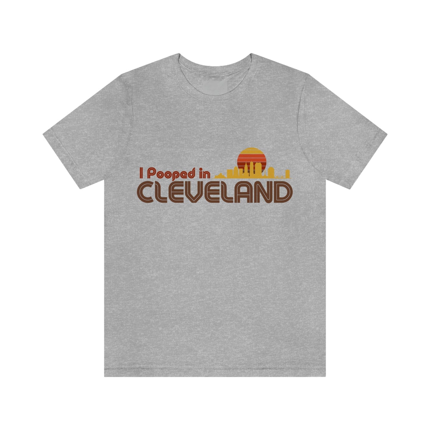 I Pooped In - CLEVELAND (Dark Retro Sun - Skyline) Unisex Jersey Short Sleeve Tee