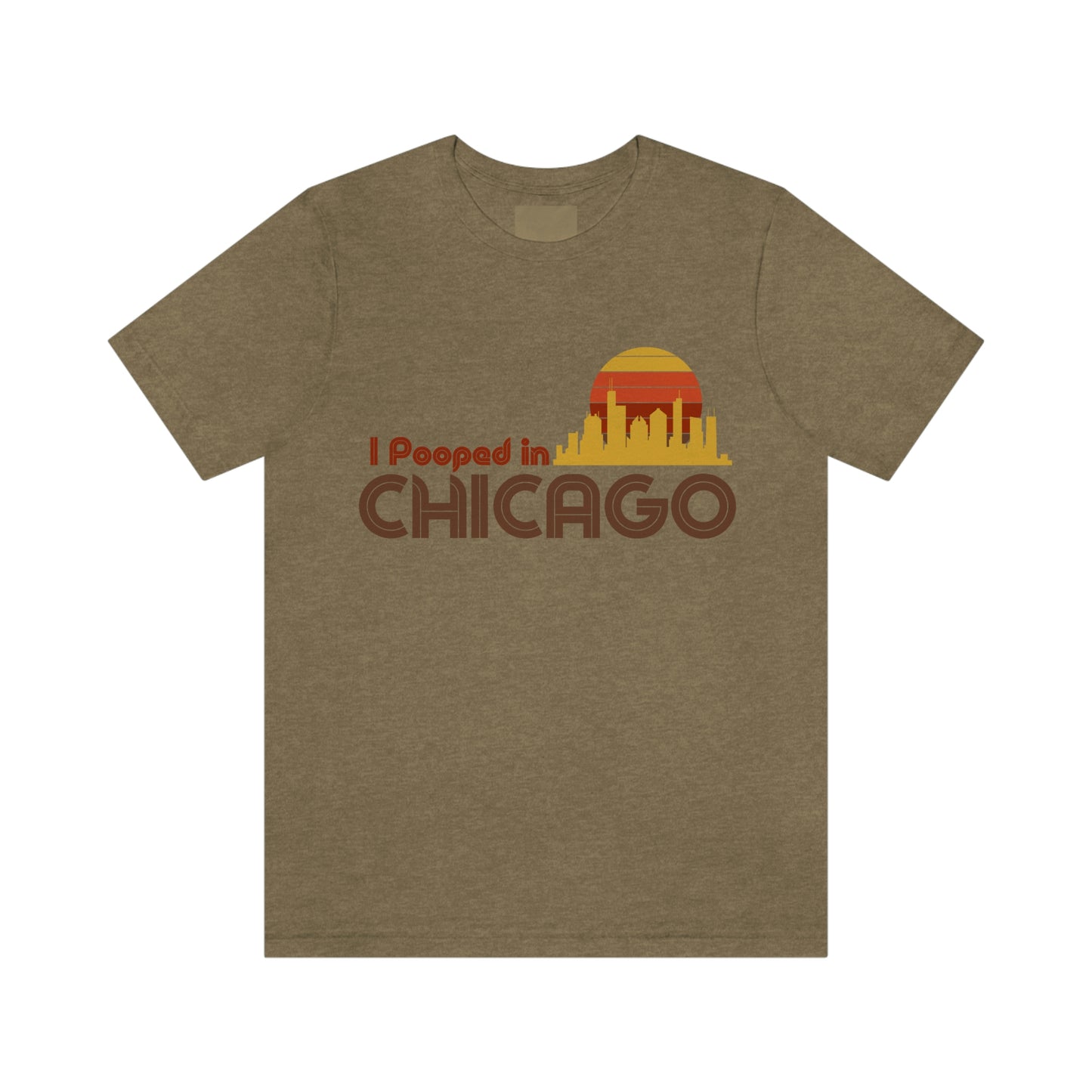 I Pooped In - CHICAGO (Dark Retro Sun) Unisex Jersey Short Sleeve Tee