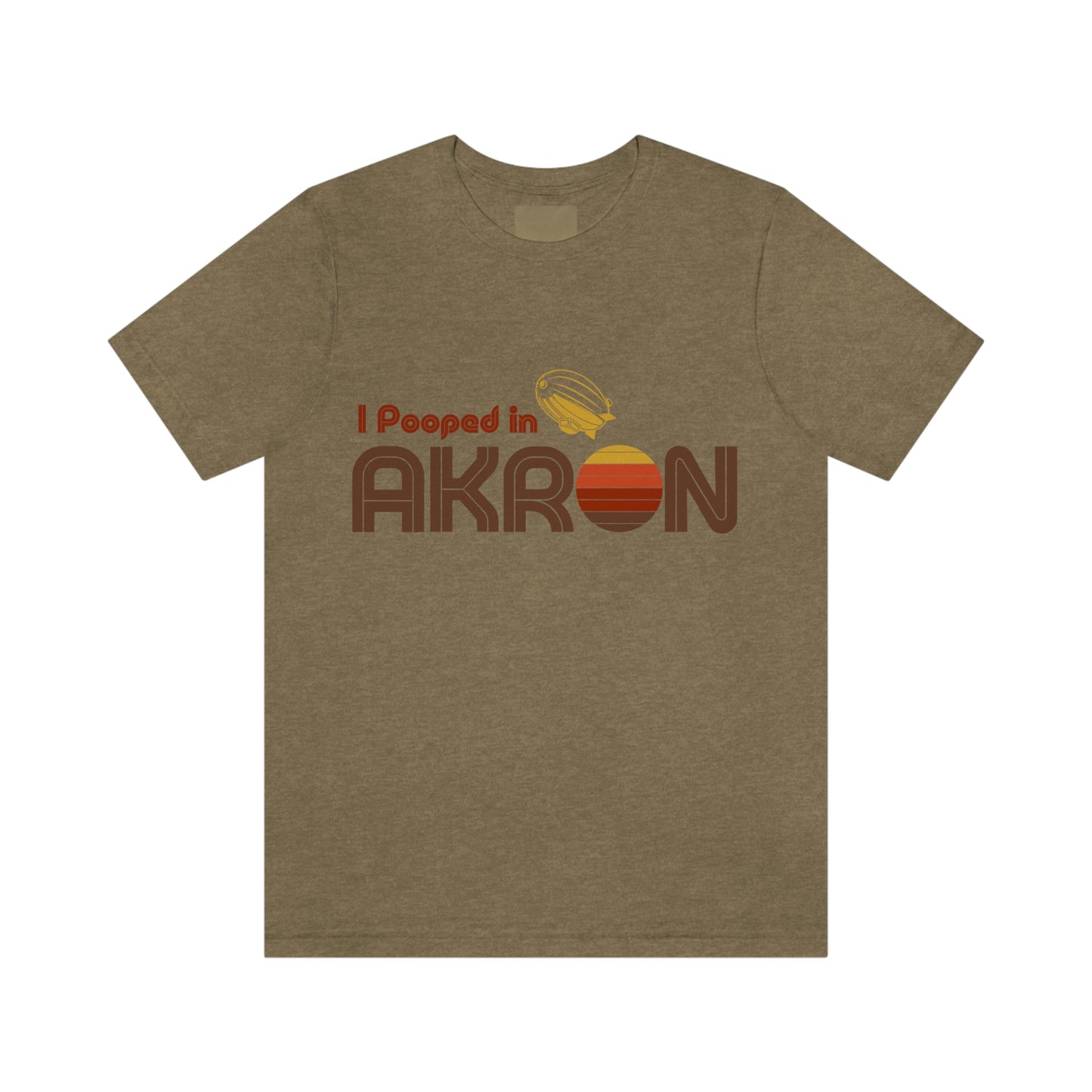 I Pooped In - AKRON (Dark Retro Sun) Unisex Jersey Short Sleeve Tee