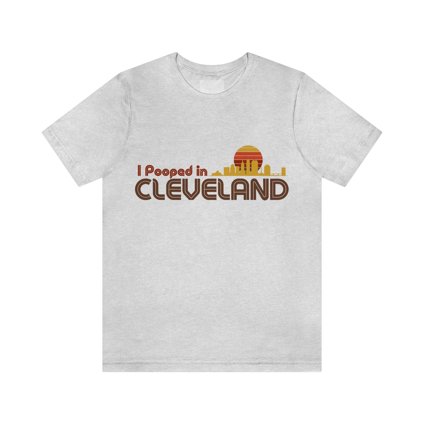 I Pooped In - CLEVELAND (Dark Retro Sun - Skyline) Unisex Jersey Short Sleeve Tee