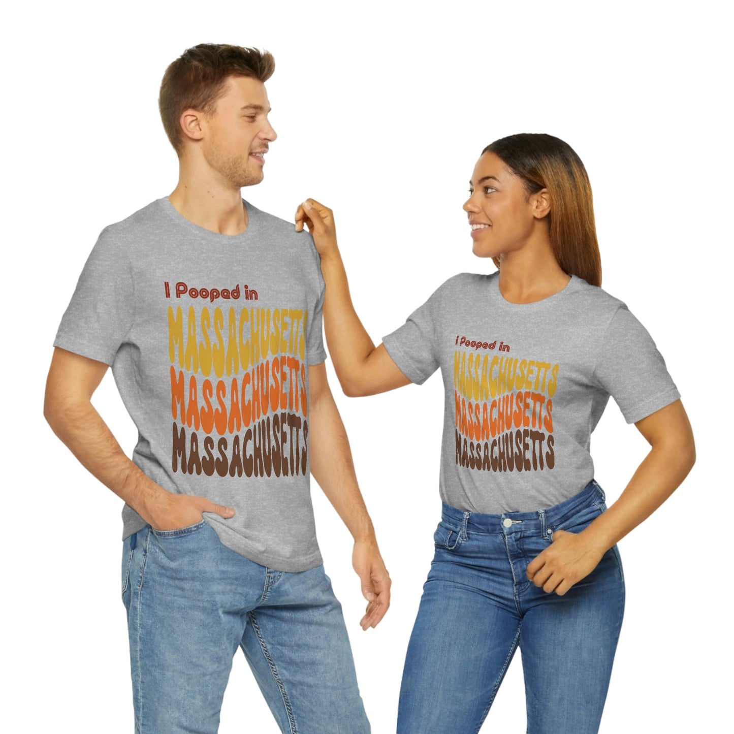 I Pooped In - MASSACHUSETTS (Retro Statehood) Unisex Jersey Short Sleeve Tee