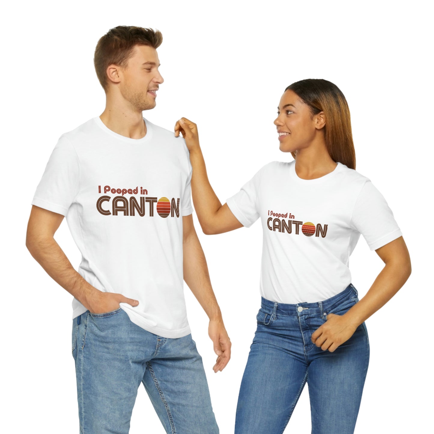 I Pooped In - CANTON (Dark Retro Sun) Unisex Jersey Short Sleeve Tee