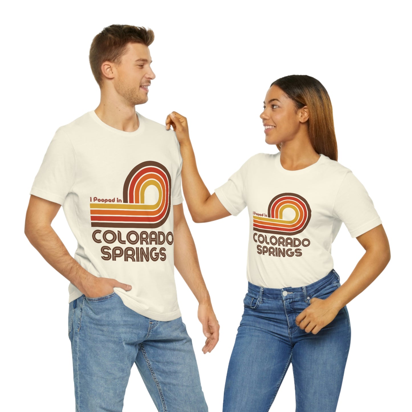 I Pooped In - COLORADO SPRINGS (Dark Retro Loop) Unisex Jersey Short Sleeve Tee