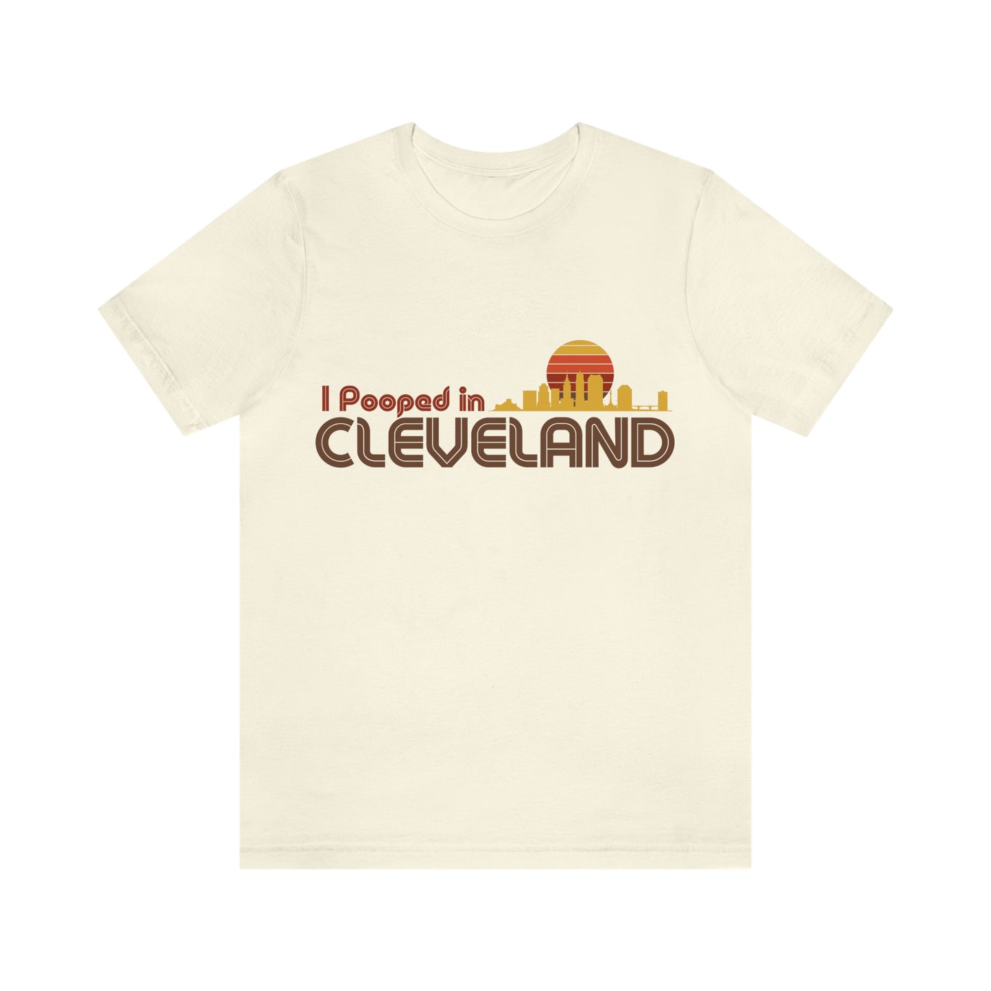 I Pooped In - CLEVELAND (Dark Retro Sun - Skyline) Unisex Jersey Short Sleeve Tee