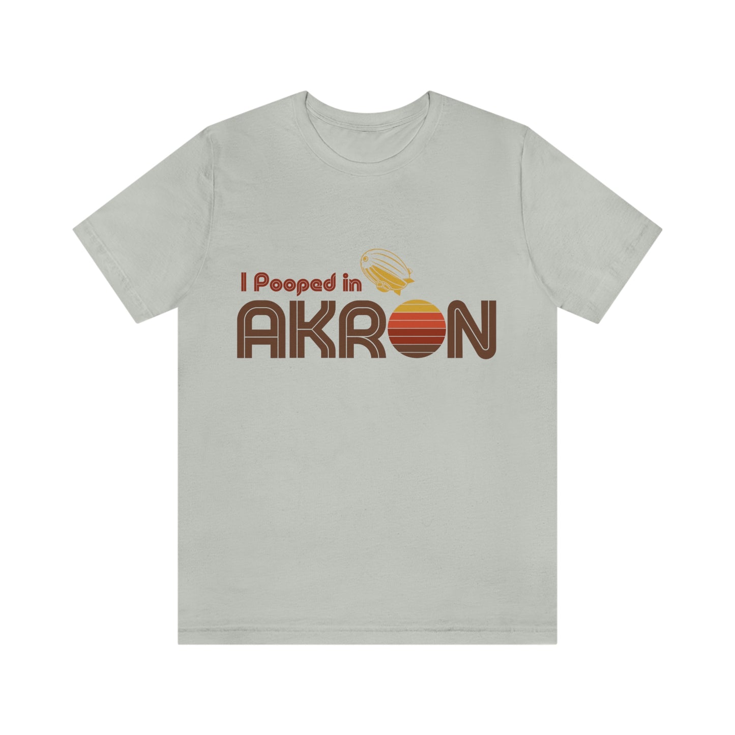 I Pooped In - AKRON (Dark Retro Sun) Unisex Jersey Short Sleeve Tee