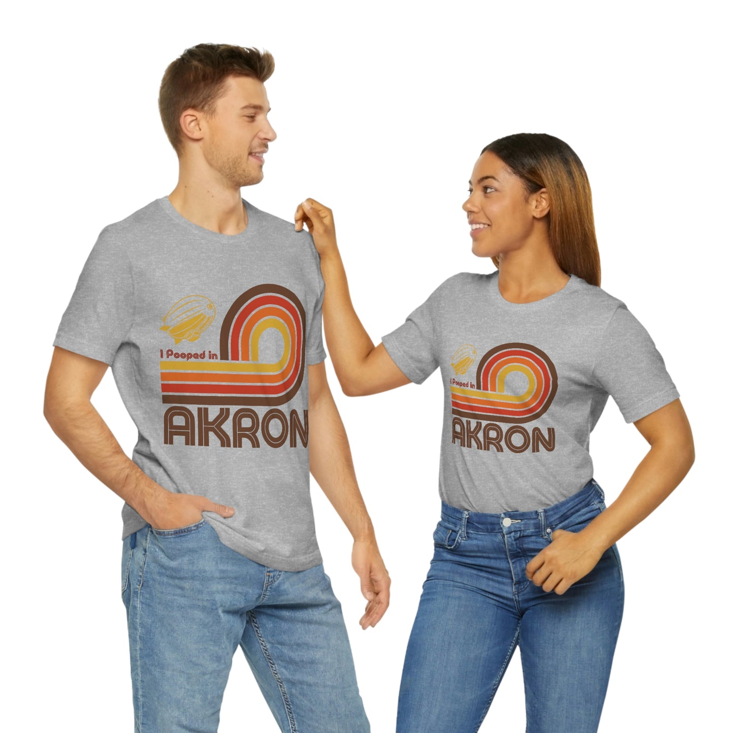 I Pooped In - AKRON (Dark Retro Loop) Unisex Jersey Short Sleeve Tee