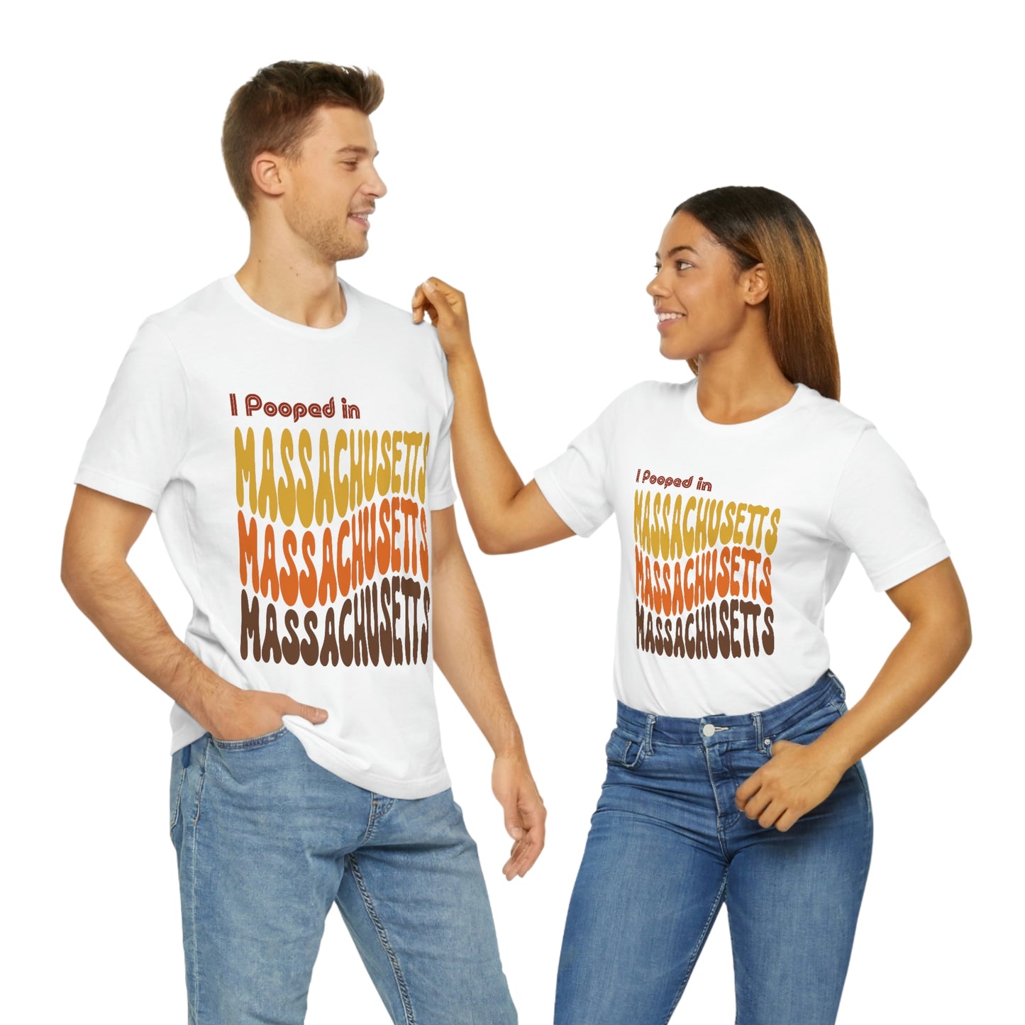 I Pooped In - MASSACHUSETTS (Retro Statehood) Unisex Jersey Short Sleeve Tee