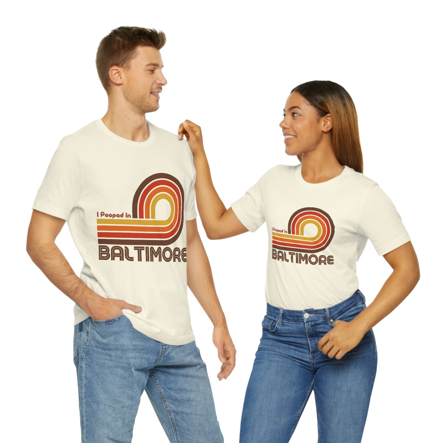 I Pooped In - BALTIMORE (Dark Retro Loop) Unisex Jersey Short Sleeve Tee