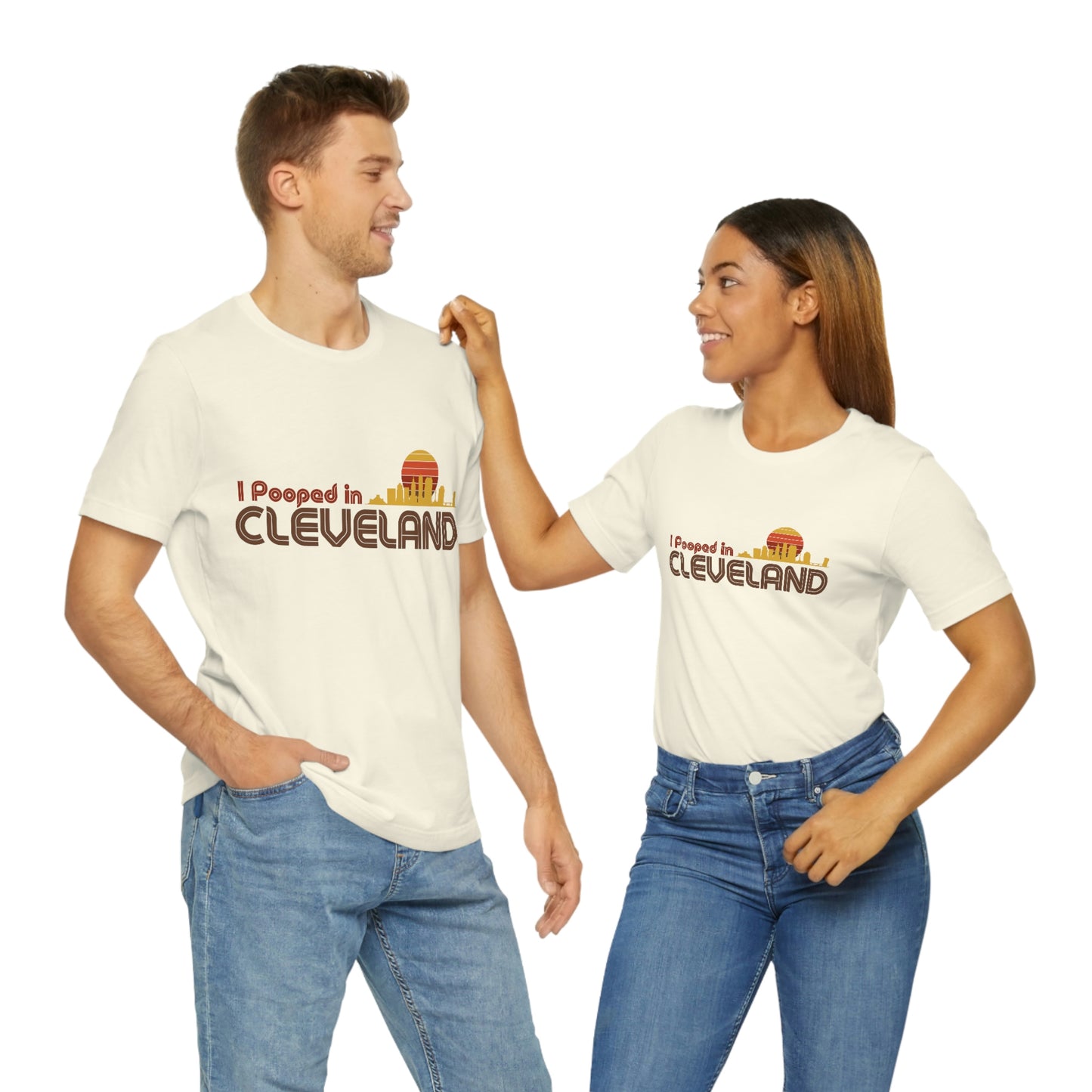I Pooped In - CLEVELAND (Dark Retro Sun - Skyline) Unisex Jersey Short Sleeve Tee