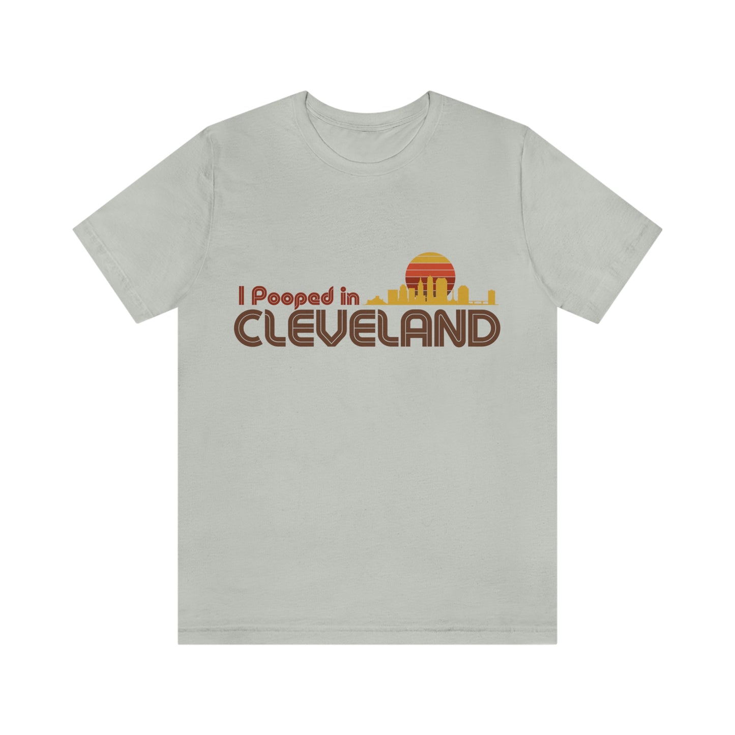 I Pooped In - CLEVELAND (Dark Retro Sun - Skyline) Unisex Jersey Short Sleeve Tee