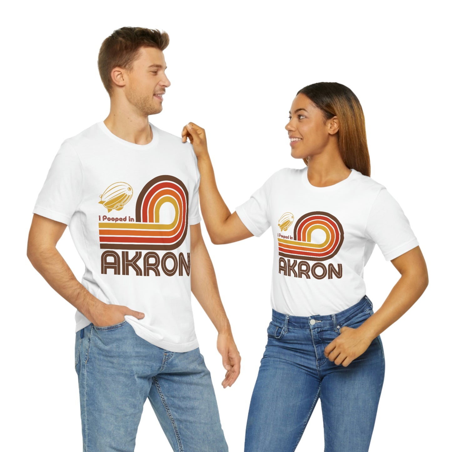 I Pooped In - AKRON (Dark Retro Loop) Unisex Jersey Short Sleeve Tee