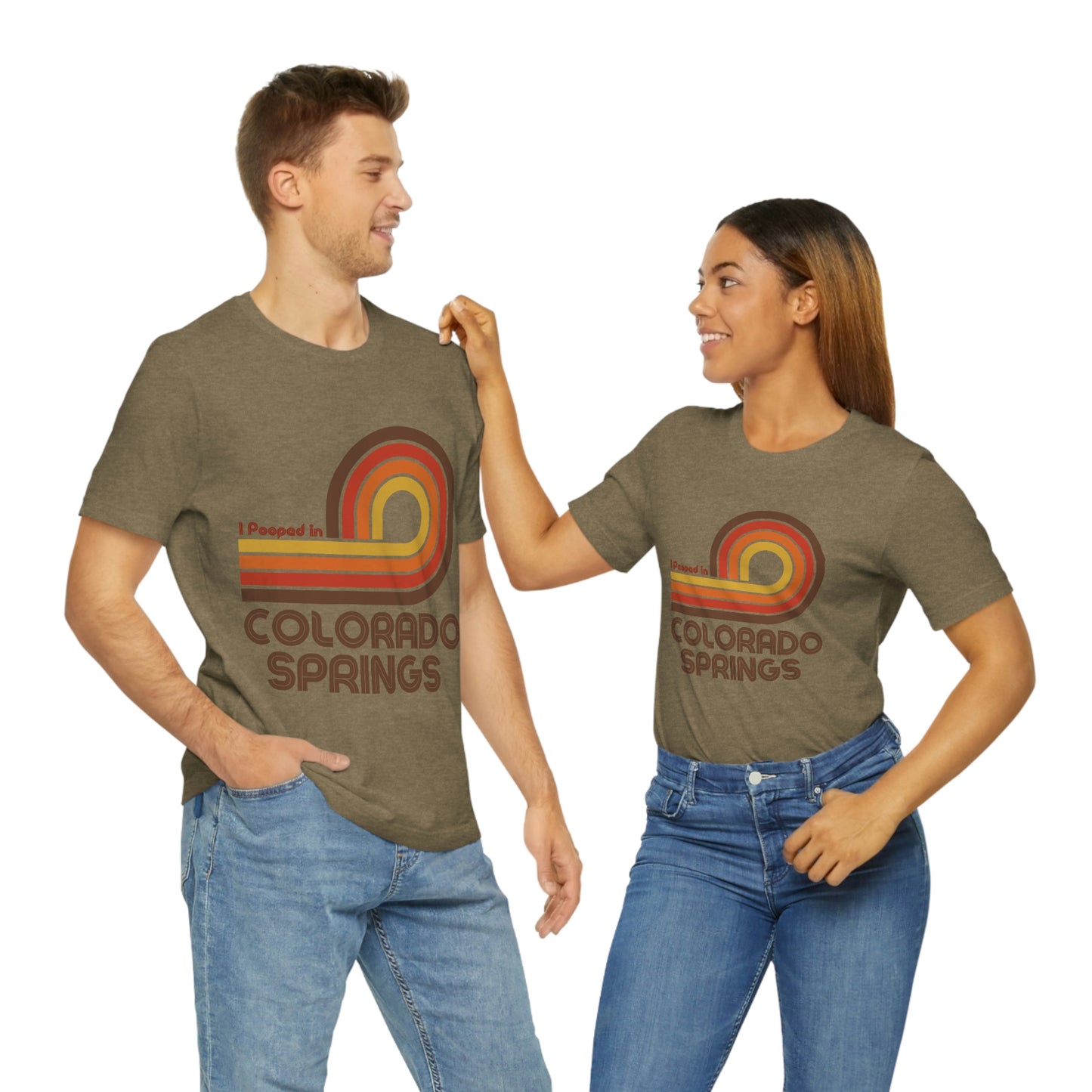 I Pooped In - COLORADO SPRINGS (Dark Retro Loop) Unisex Jersey Short Sleeve Tee