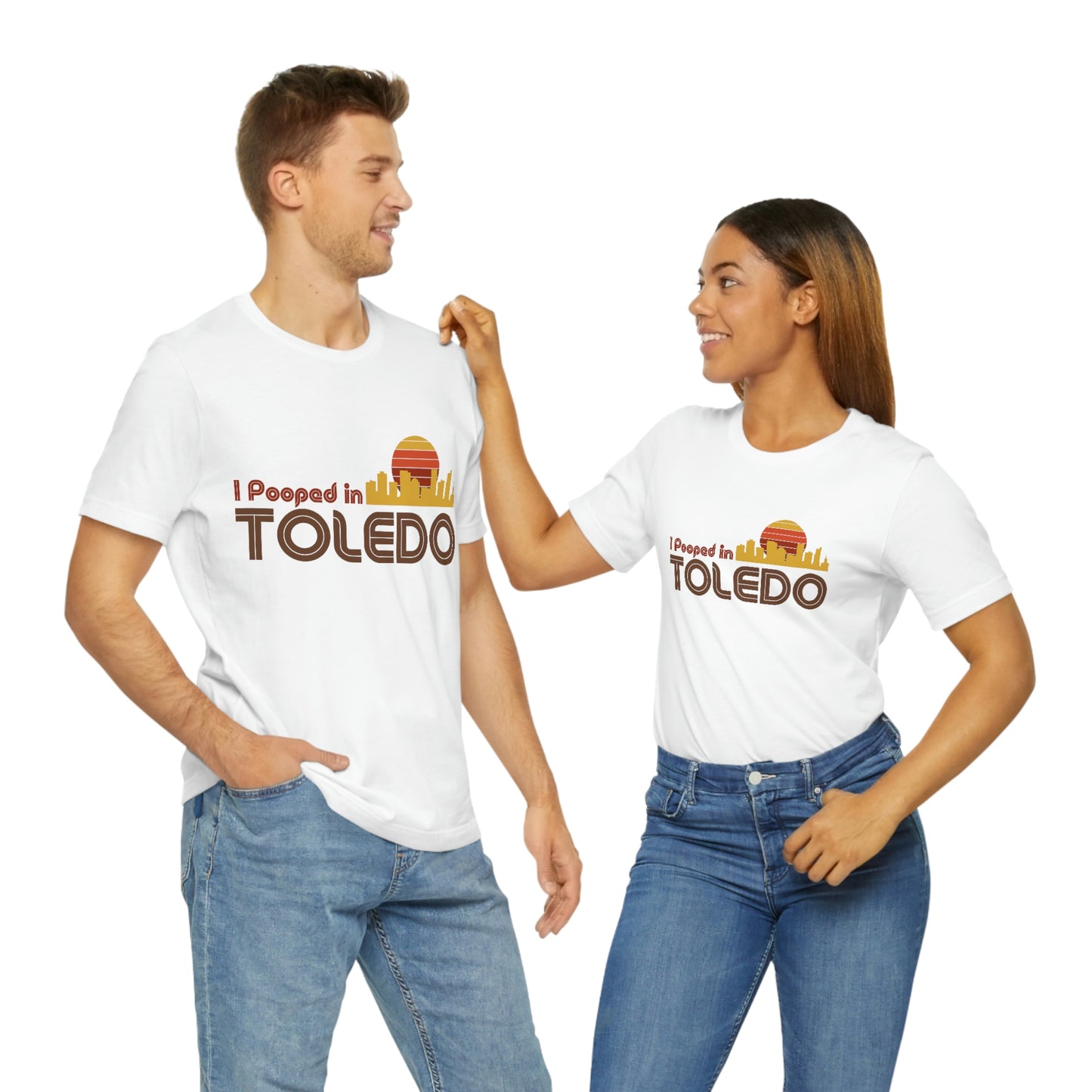 I Pooped In - TOLEDO (Dark Retro Sun - Skyline) Unisex Jersey Short Sleeve Tee