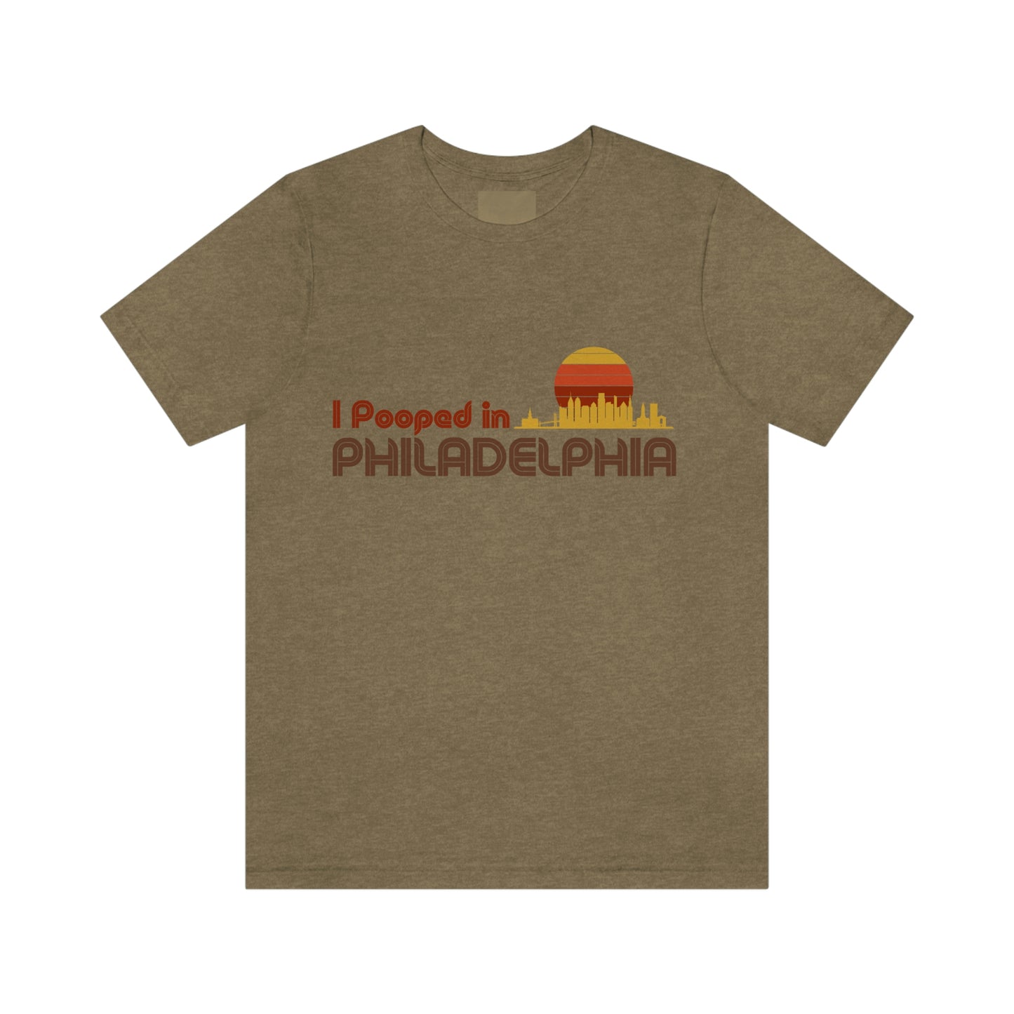I Pooped In - PHILADELPHIA (Dark Retro Sun) Unisex Jersey Short Sleeve Tee