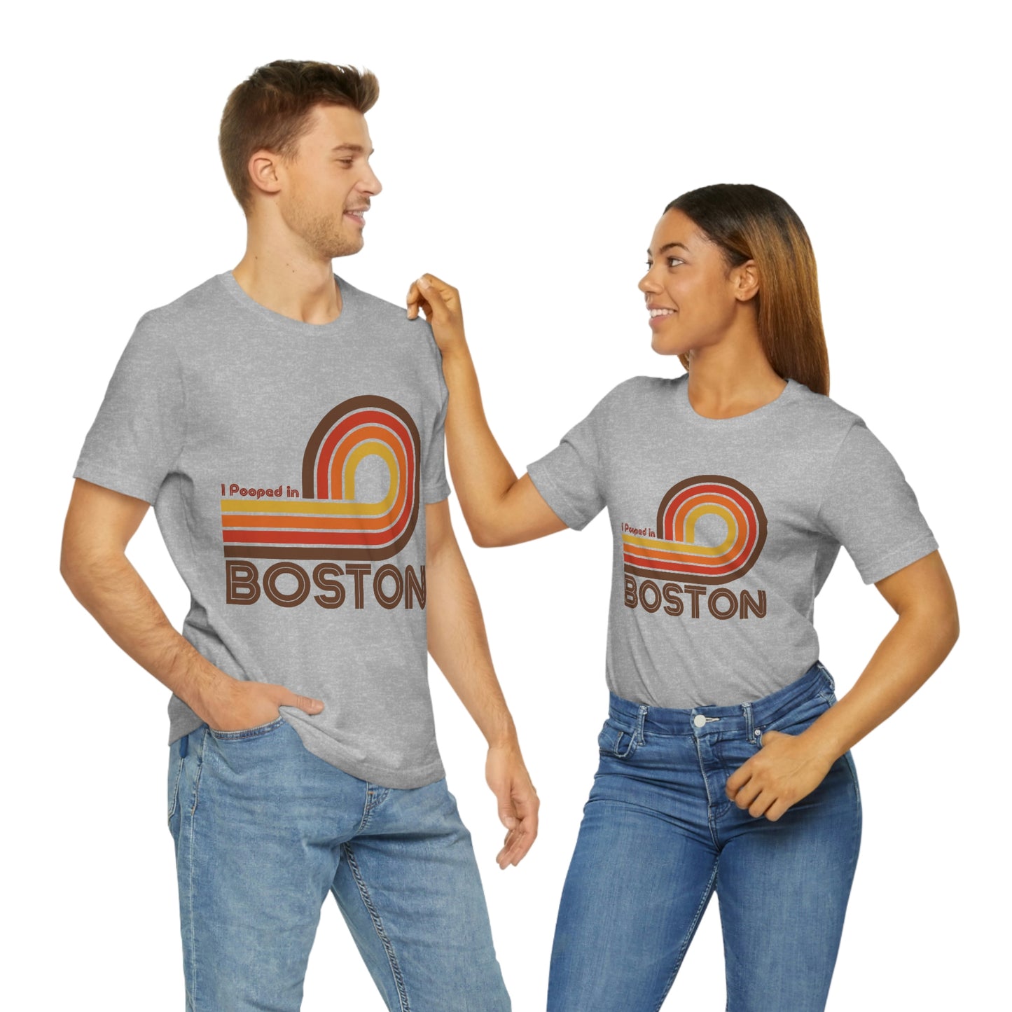 I Pooped In - BOSTON (Dark Retro Loop) Unisex Jersey Short Sleeve Tee