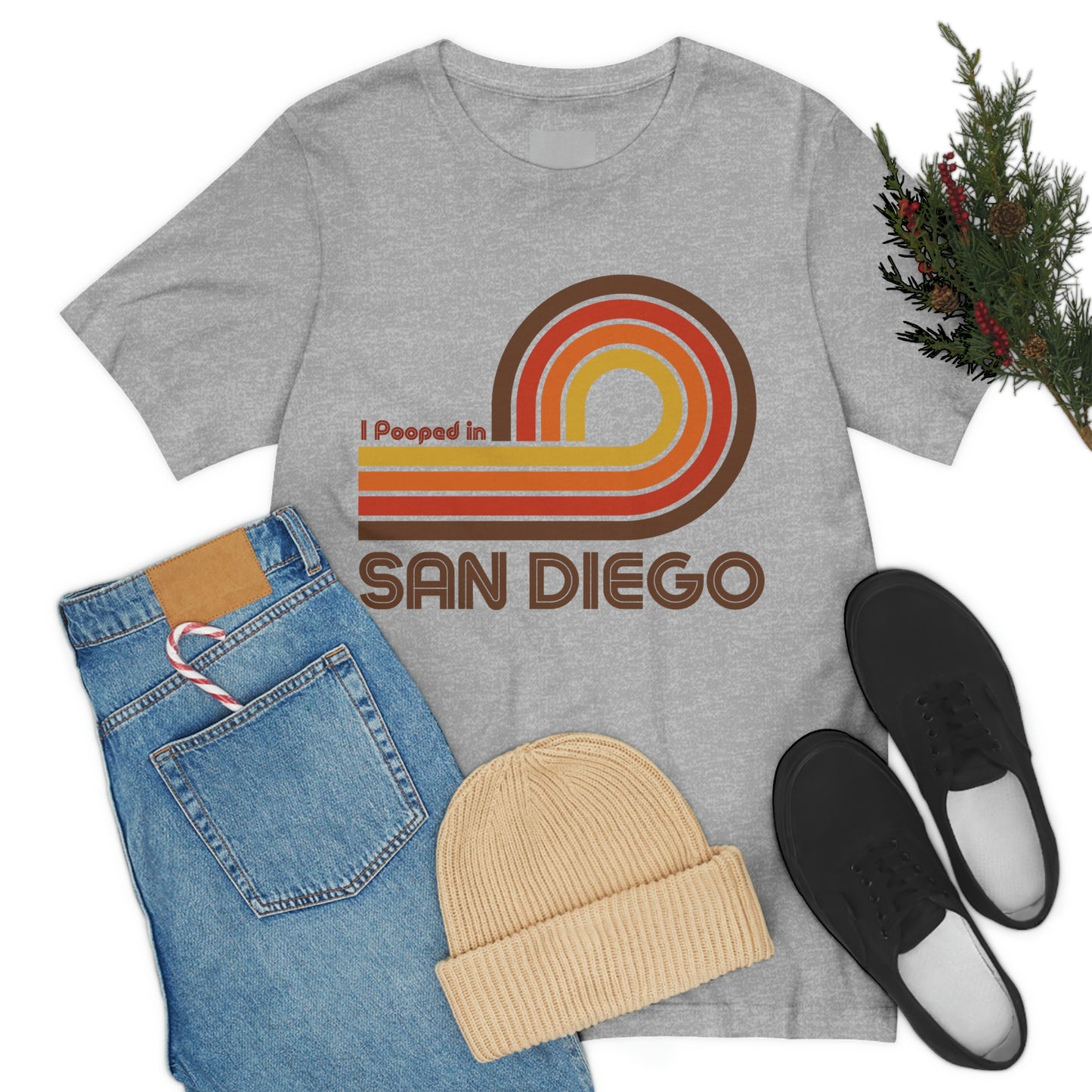 I Pooped In - SAN DIEGO (Dark Retro Loop) Unisex Jersey Short Sleeve Tee