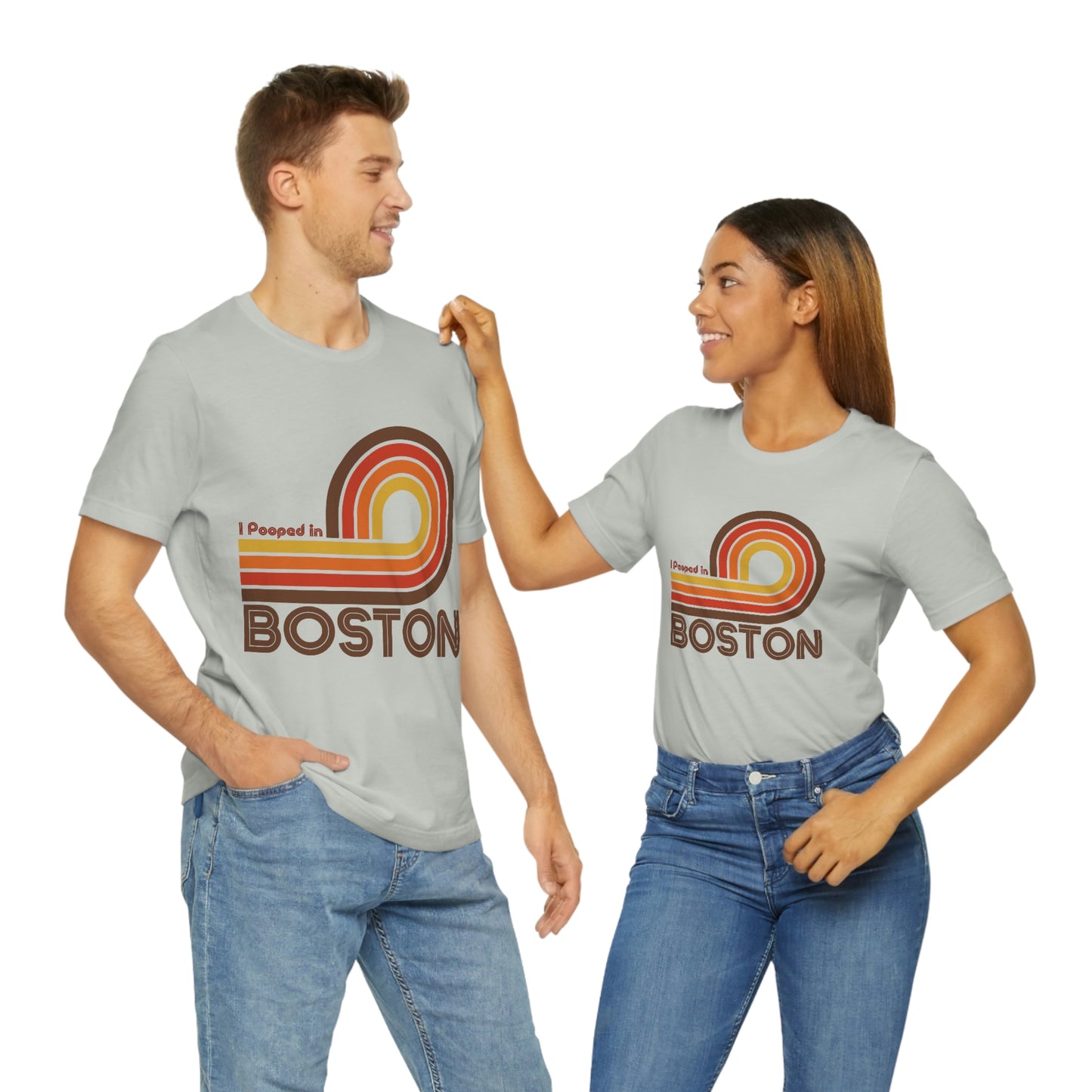 I Pooped In - BOSTON (Dark Retro Loop) Unisex Jersey Short Sleeve Tee