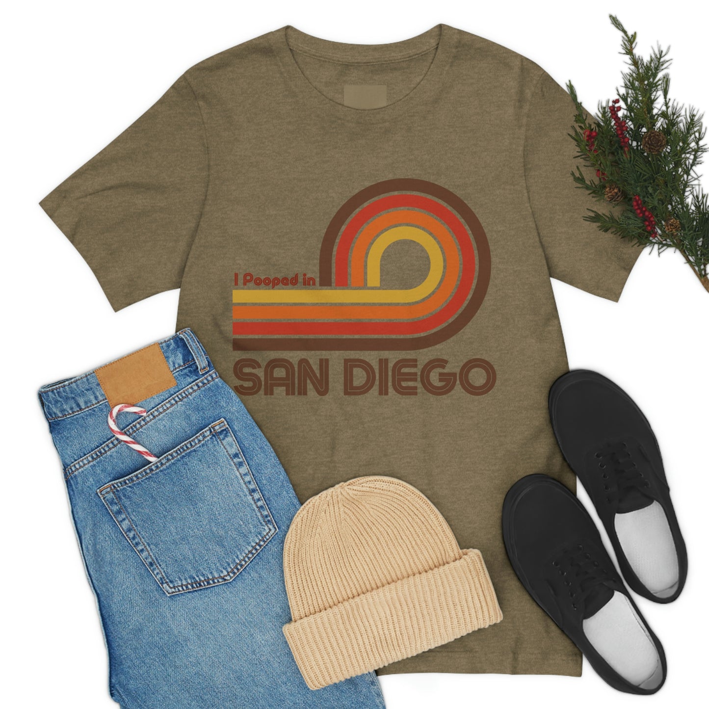 I Pooped In - SAN DIEGO (Dark Retro Loop) Unisex Jersey Short Sleeve Tee