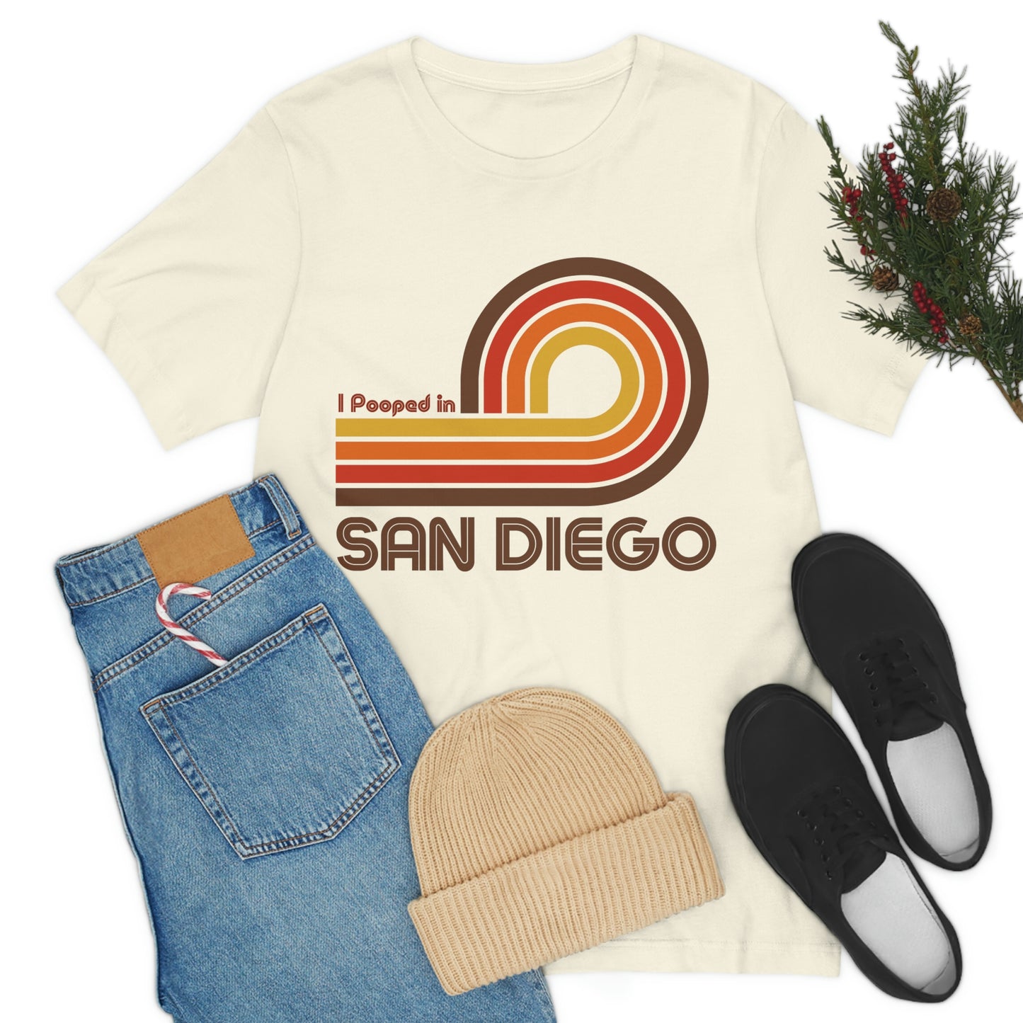 I Pooped In - SAN DIEGO (Dark Retro Loop) Unisex Jersey Short Sleeve Tee