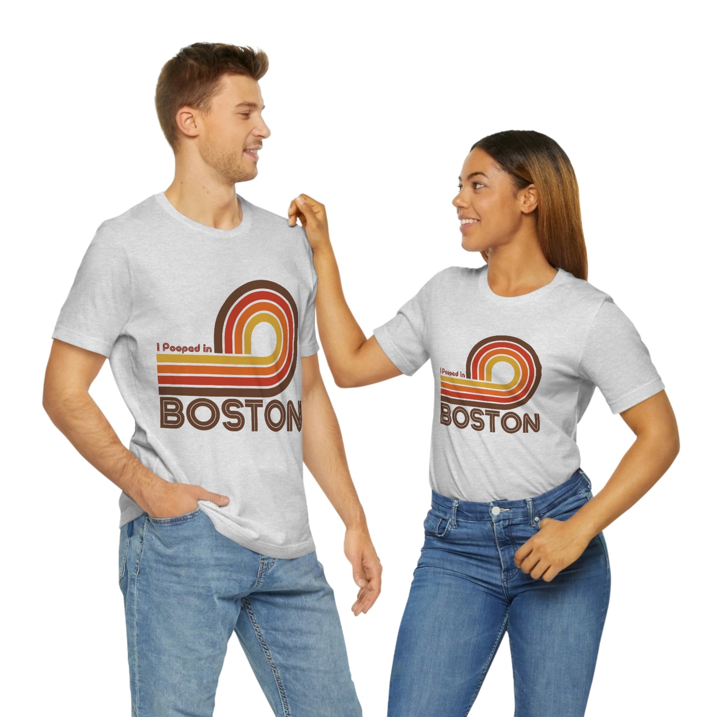 I Pooped In - BOSTON (Dark Retro Loop) Unisex Jersey Short Sleeve Tee