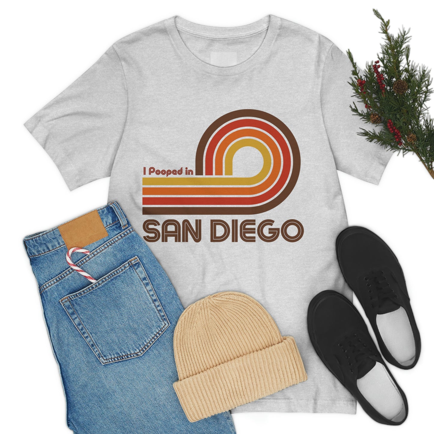 I Pooped In - SAN DIEGO (Dark Retro Loop) Unisex Jersey Short Sleeve Tee